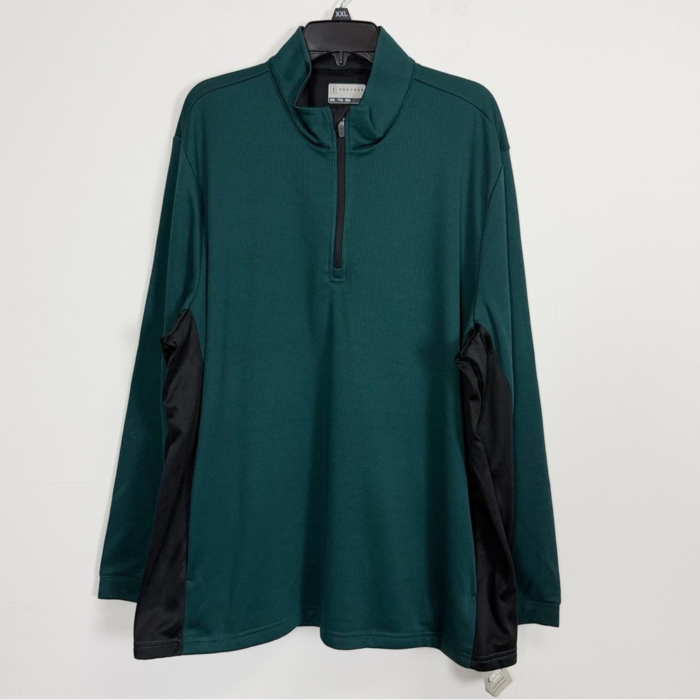 PGA Tour Pullover Quarter Zip Mens XXL Green Black Thermal Long Sleeve NWT